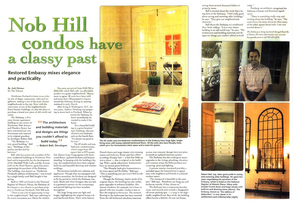 Robert Ball Companies The Tribune Nob Hill condos have a classy past